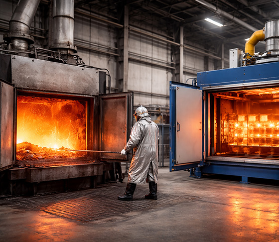 Industrial furnace and heat treatment oven used for metal processing