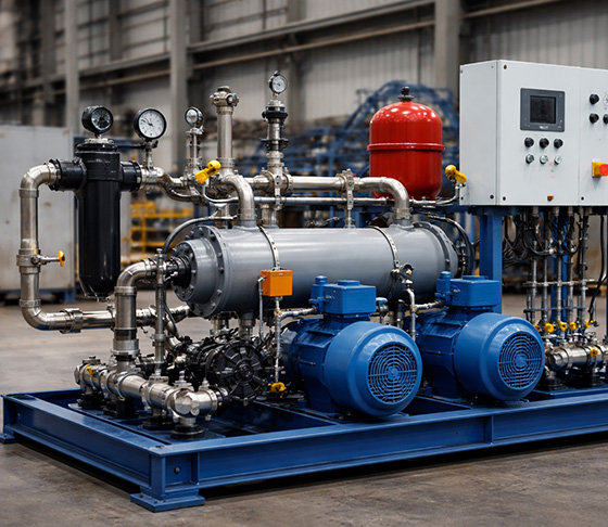 Industrial heating and pumping unit used in fuel supply systems for burners