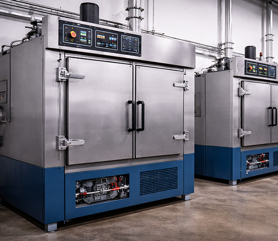Industrial heating ovens used for drying, baking and thermal processing